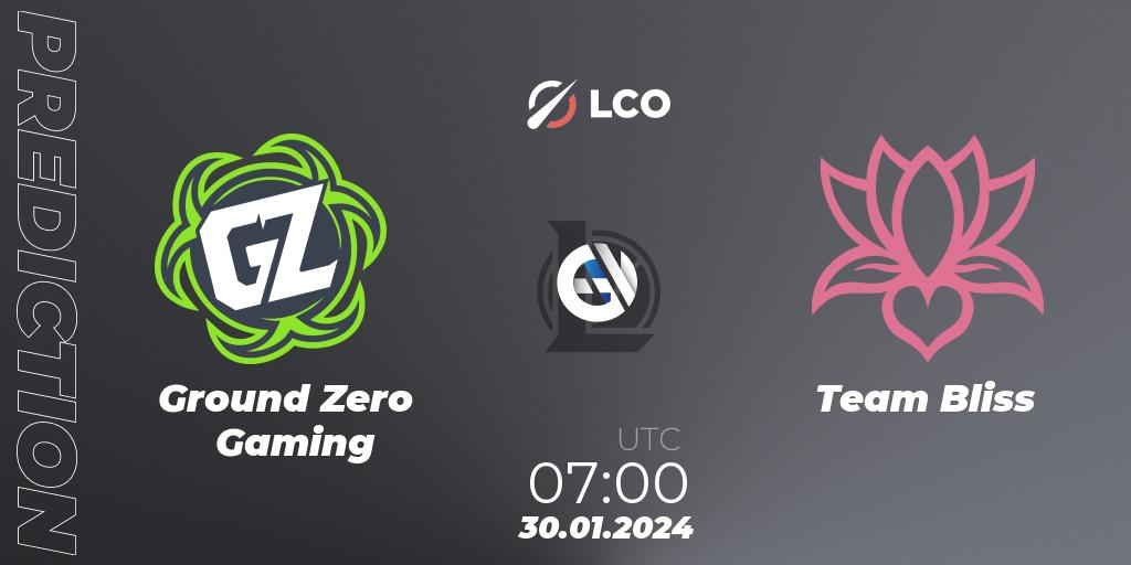Ground Zero Gaming vs Team Bliss: Betting TIp, Match Prediction. 30.01.24. LoL, LCO Split 1 2024 - Group Stage