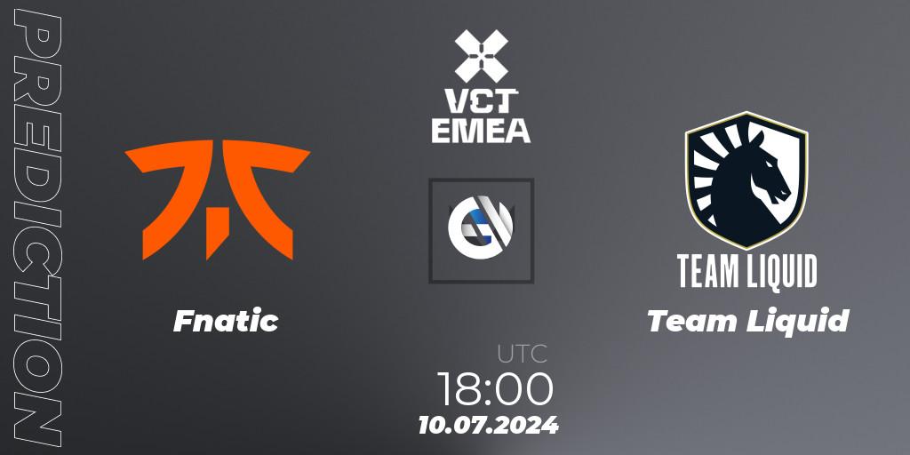 Fnatic vs Team Liquid: Betting TIp, Match Prediction. 10.07.2024 at 19:00. VALORANT, VALORANT Champions Tour 2024: EMEA League - Stage 2 - Group Stage