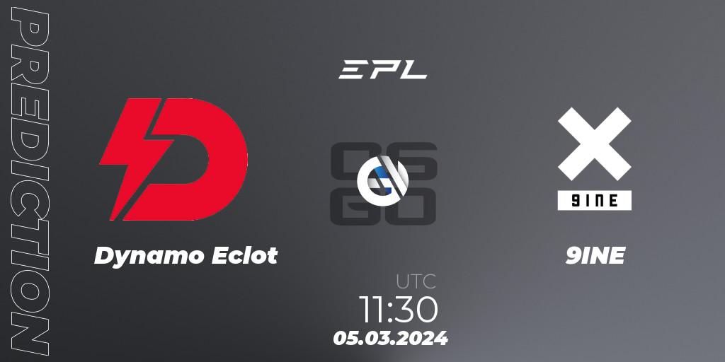 Dynamo Eclot vs 9INE: Betting TIp, Match Prediction. 05.03.2024 at 11:30. Counter-Strike (CS2), European Pro League Season 14