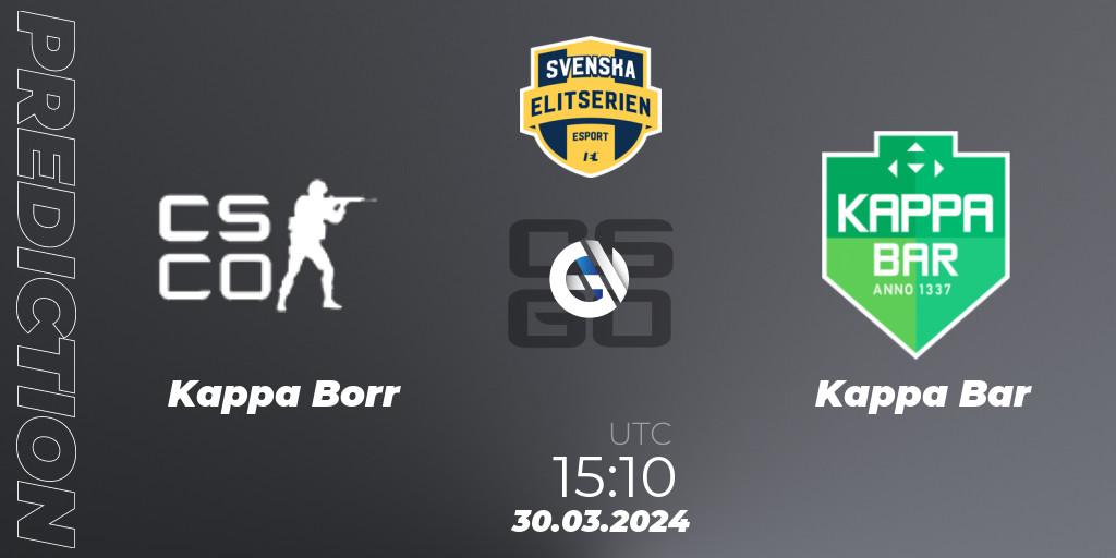Kappa Borr vs Kappa Bar: Betting TIp, Match Prediction. 27.03.24. CS2 (CS:GO), Svenska Elitserien Spring 2024