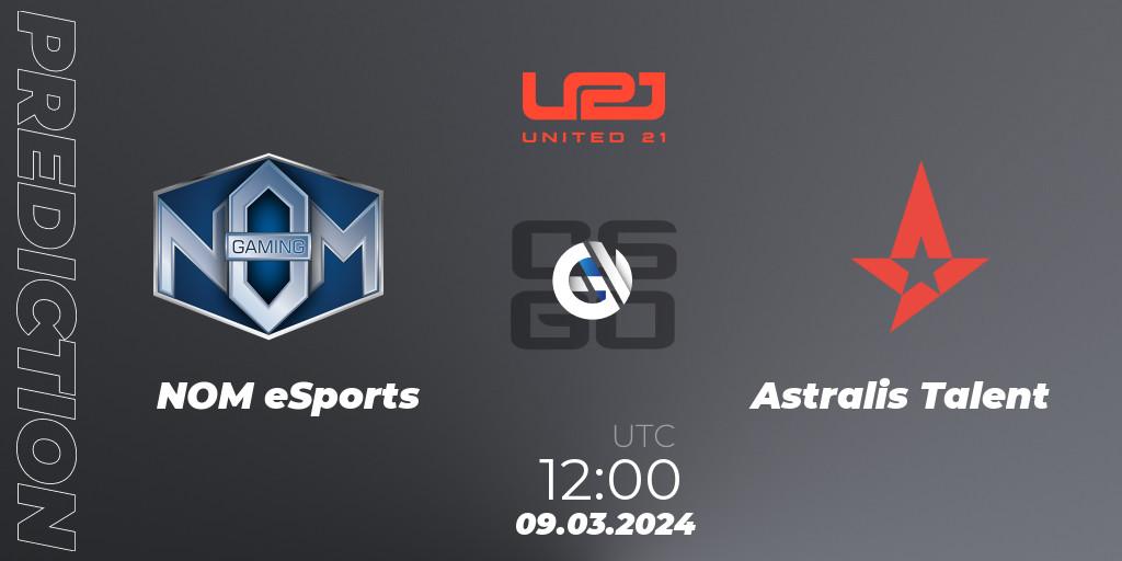 NOM eSports vs Astralis Talent: Betting TIp, Match Prediction. 09.03.2024 at 12:00. Counter-Strike (CS2), United21 Season 12
