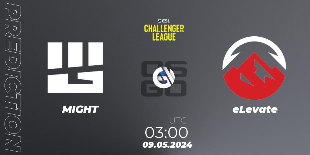MIGHT vs eLevate: Betting TIp, Match Prediction. 09.05.2024 at 02:00. Counter-Strike (CS2), ESL Challenger League Season 47: North America