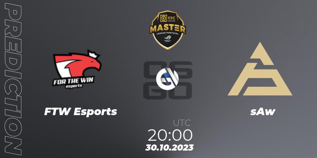 FTW Esports vs sAw: Betting TIp, Match Prediction. 30.10.2023 at 20:00. Counter-Strike (CS2), Master League Portugal Season 12: Online Stage