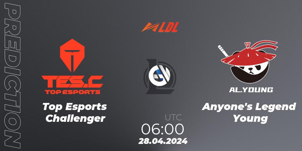 Top Esports Challenger vs Anyone's Legend Young: Betting TIp, Match Prediction. 28.04.2024 at 06:00. LoL, LDL 2024 - Stage 2
