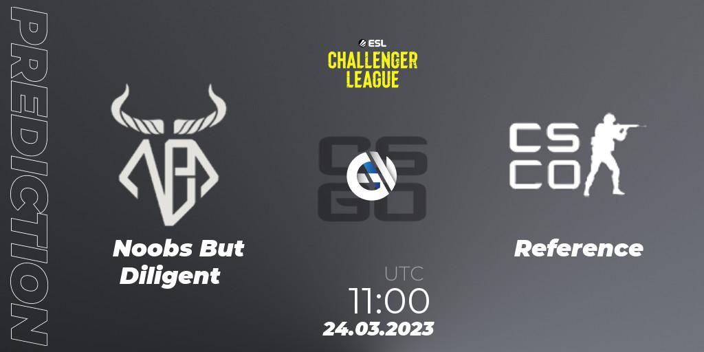 Noobs But Diligent vs Reference: Betting TIp, Match Prediction. 24.03.2023 at 11:00. Counter-Strike (CS2), ESL Challenger League Season 44 Relegation: Asia-Pacific