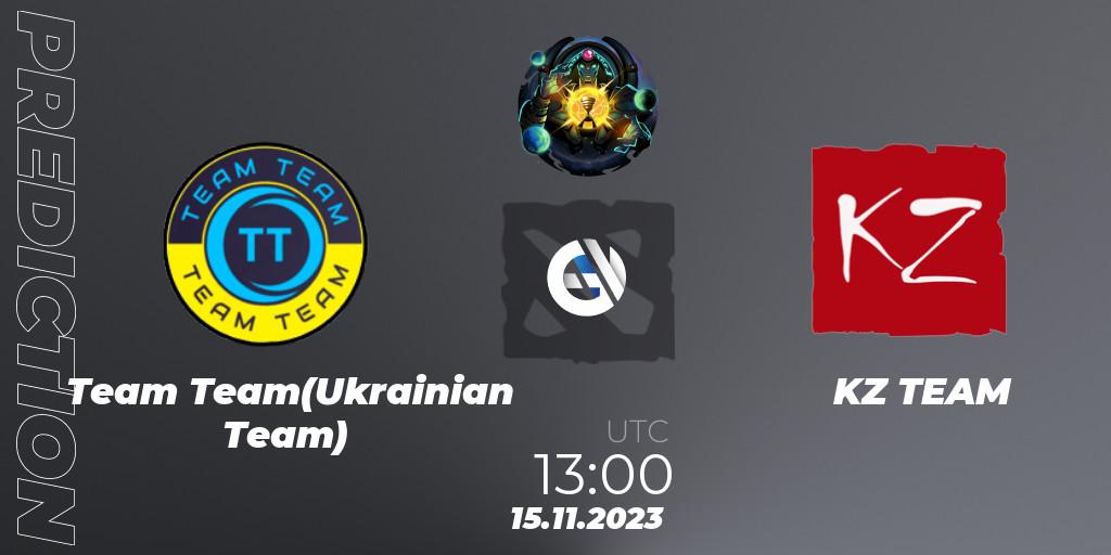 Team Team(Ukrainian Team) vs KZ TEAM: Betting TIp, Match Prediction. 15.11.2023 at 13:15. Dota 2, ESL One Kuala Lumpur 2023 Eastern Europe #2