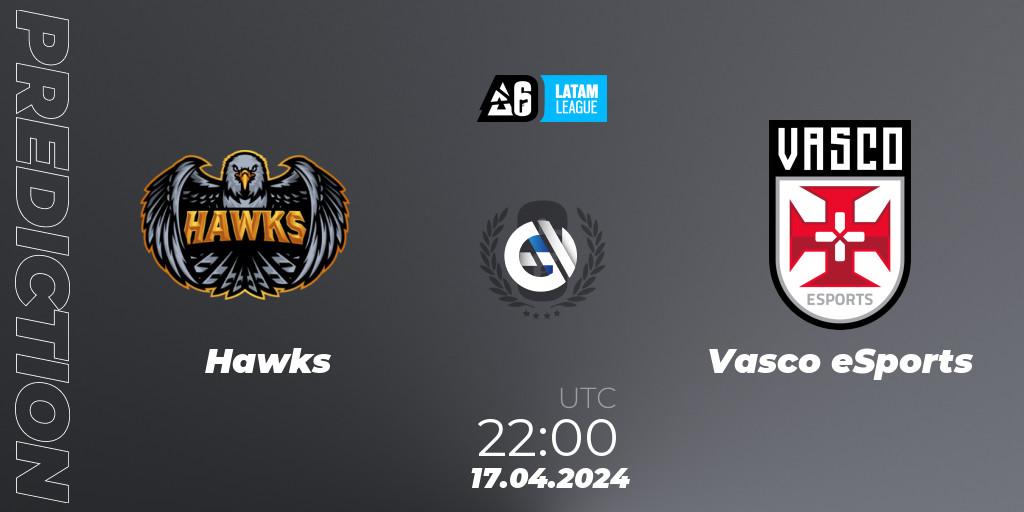 Hawks vs Vasco eSports: Betting TIp, Match Prediction. 17.04.2024 at 22:00. Rainbow Six, LATAM League 2024 - Stage 1: LATAM South