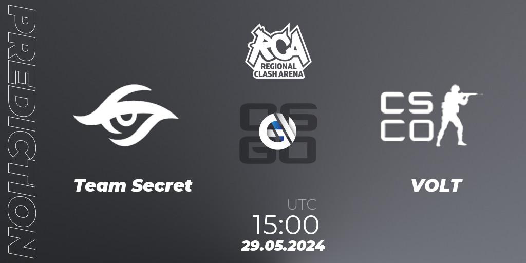 Team Secret vs VOLT: Betting TIp, Match Prediction. 29.05.2024 at 15:00. Counter-Strike (CS2), Regional Clash Arena Europe: Closed Qualifier