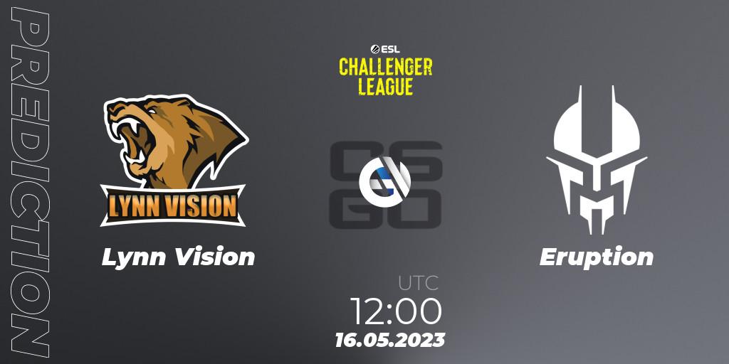 Lynn Vision vs Eruption: Betting TIp, Match Prediction. 16.05.2023 at 12:00. Counter-Strike (CS2), ESL Challenger League Season 45: Asia-Pacific