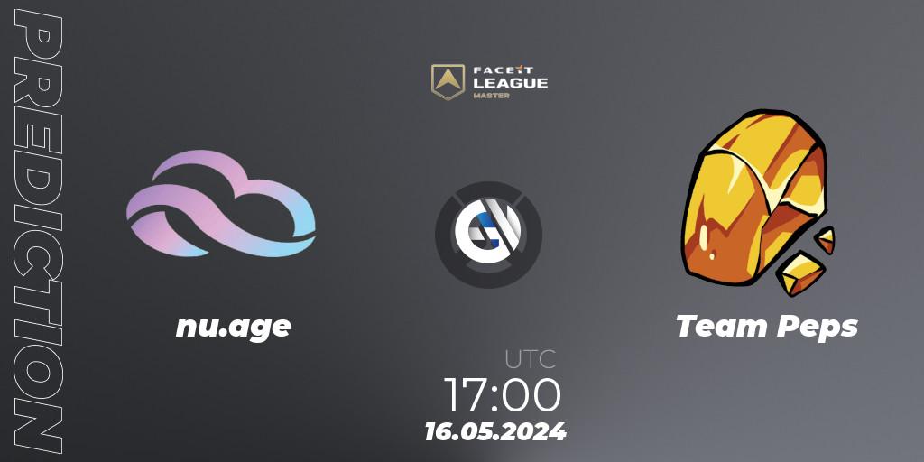 nu.age vs Team Peps: Betting TIp, Match Prediction. 16.05.2024 at 17:00. Overwatch, FACEIT League Season 1 - EMEA Master Road to EWC