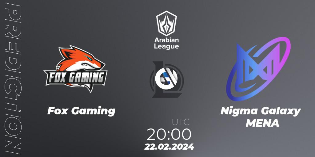 Fox Gaming vs Nigma Galaxy MENA: Betting TIp, Match Prediction. 22.02.2024 at 20:00. LoL, Arabian League Spring 2024