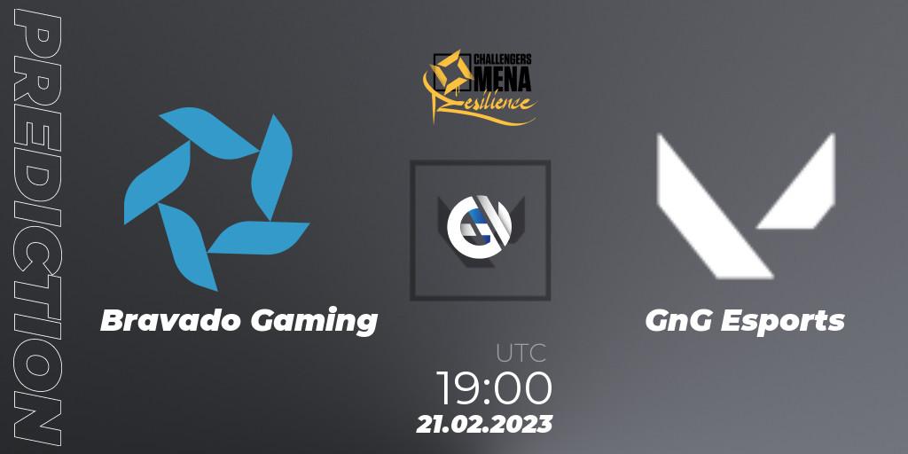 Bravado Gaming vs GnG Esports: Betting TIp, Match Prediction. 21.02.2023 at 19:00. VALORANT, VALORANT Challengers 2023 MENA: Resilience Split 1 - Levant and North Africa