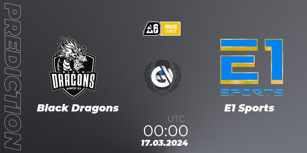 Black Dragons vs E1 Sports: Betting TIp, Match Prediction. 12.04.2024 at 19:00. Rainbow Six, Brazil League 2024 - Stage 1