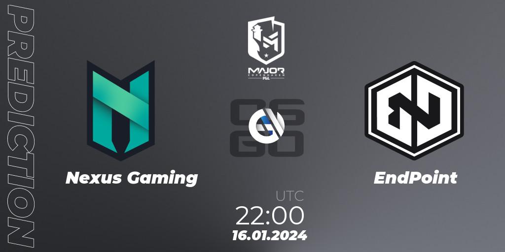 Nexus Gaming vs EndPoint: Betting TIp, Match Prediction. 16.01.24. CS2 (CS:GO), PGL CS2 Major Copenhagen 2024 Europe RMR Open Qualifier 4