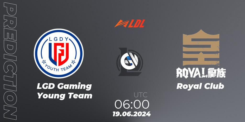 LGD Gaming Young Team vs Royal Club: Betting TIp, Match Prediction. 19.06.2024 at 06:00. LoL, LDL 2024 - Stage 3