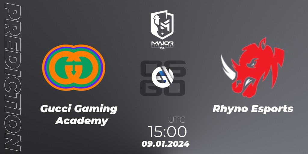 Gucci Gaming Academy vs Rhyno Esports: Betting TIp, Match Prediction. 09.01.2024 at 15:00. Counter-Strike (CS2), PGL CS2 Major Copenhagen 2024 Europe RMR Open Qualifier 1