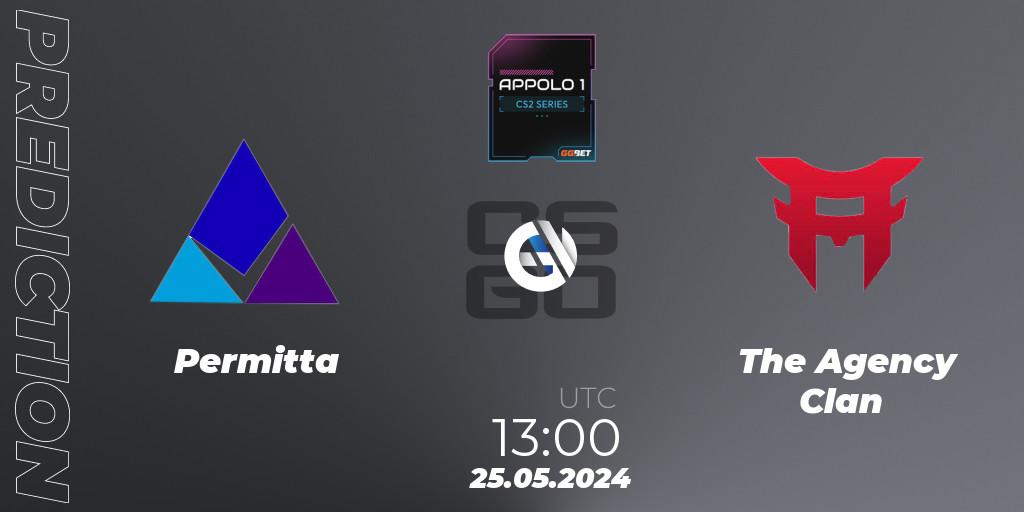 Permitta vs The Agency Clan: Betting TIp, Match Prediction. 25.05.2024 at 13:00. Counter-Strike (CS2), Appolo1 Series: Phase 2