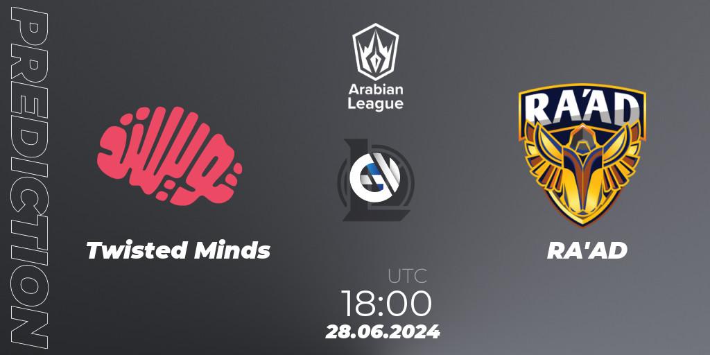 Twisted Minds vs RA'AD: Betting TIp, Match Prediction. 27.06.2024 at 19:00. LoL, Arabian League Summer 2024