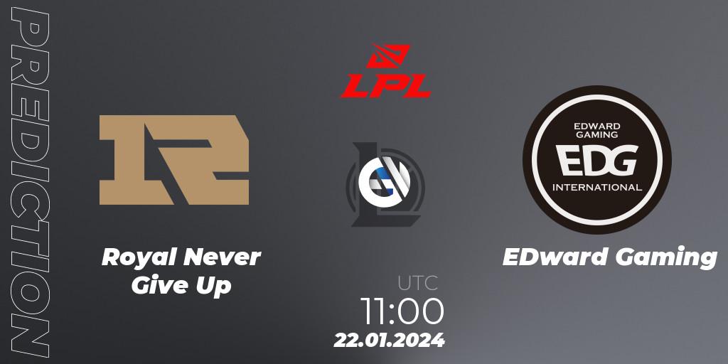 Royal Never Give Up vs EDward Gaming: Betting TIp, Match Prediction. 22.01.24. LoL, LPL Spring 2024 - Group Stage