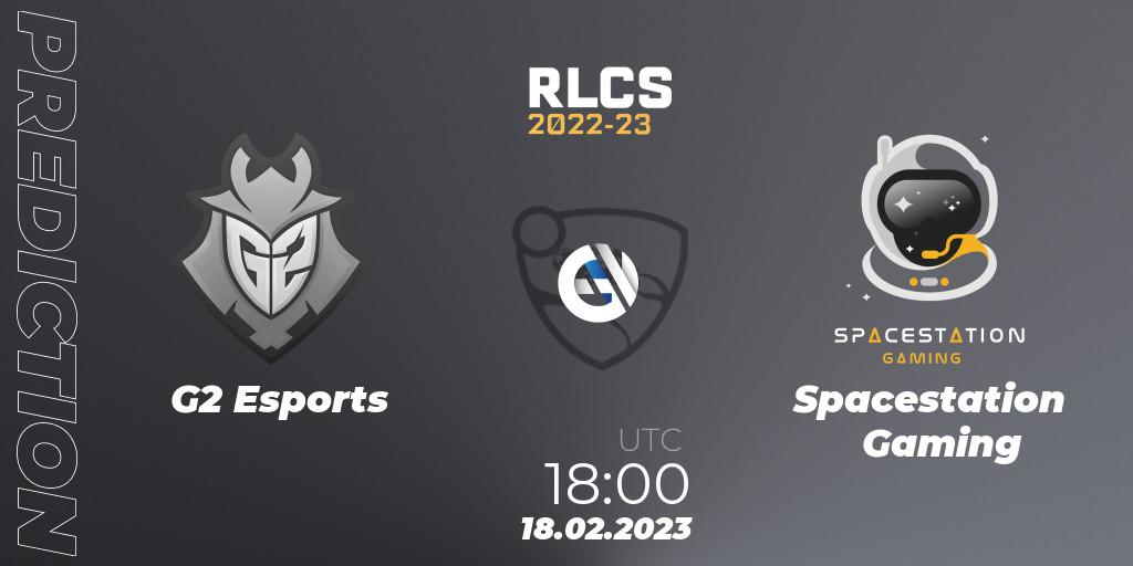 G2 Esports vs Spacestation Gaming: Betting TIp, Match Prediction. 18.02.2023 at 18:00. Rocket League, RLCS 2022-23 - Winter: North America Regional 2 - Winter Cup