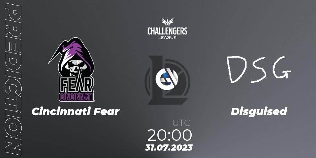 Cincinnati Fear vs Disguised: Betting TIp, Match Prediction. 30.07.2023 at 20:00. LoL, North American Challengers League 2023 Summer - Playoffs