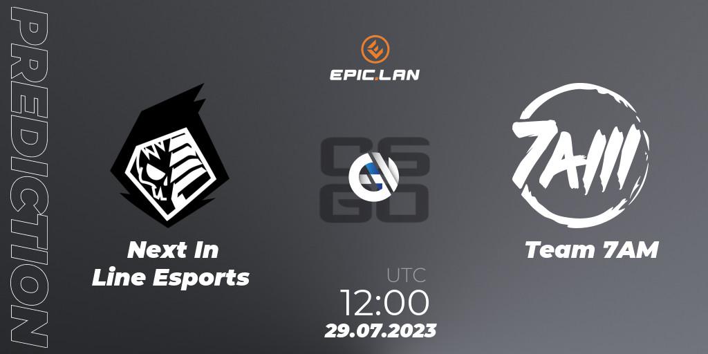 Next In Line Esports vs Team 7AM: Betting TIp, Match Prediction. 29.07.2023 at 12:00. Counter-Strike (CS2), EPIC.LAN 39