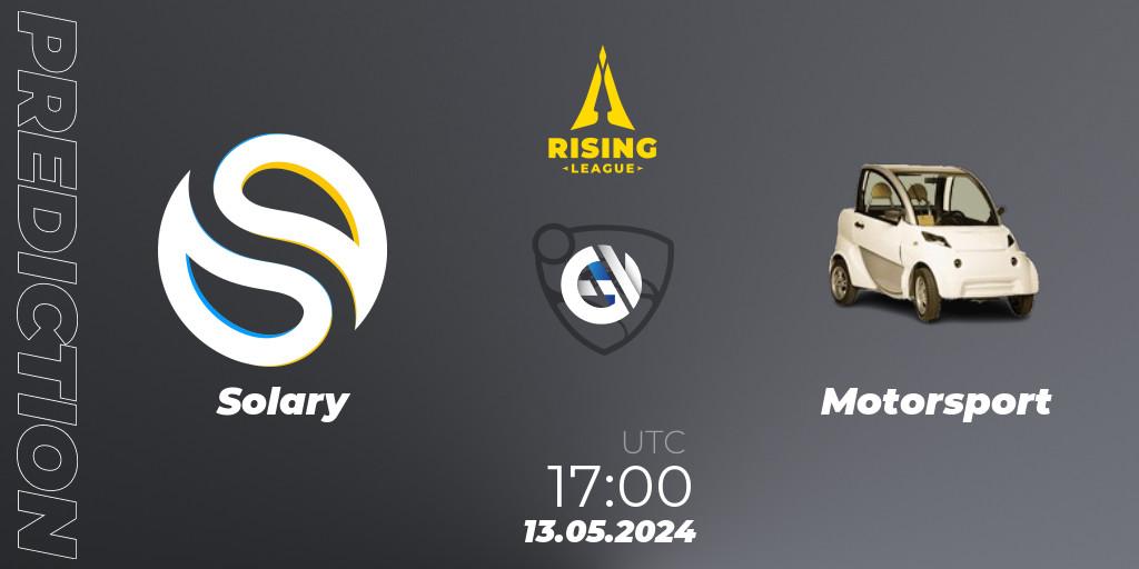 Solary vs Motorsport: Betting TIp, Match Prediction. 13.05.2024 at 17:00. Rocket League, Rising League 2024 — Split 1 — Main Event
