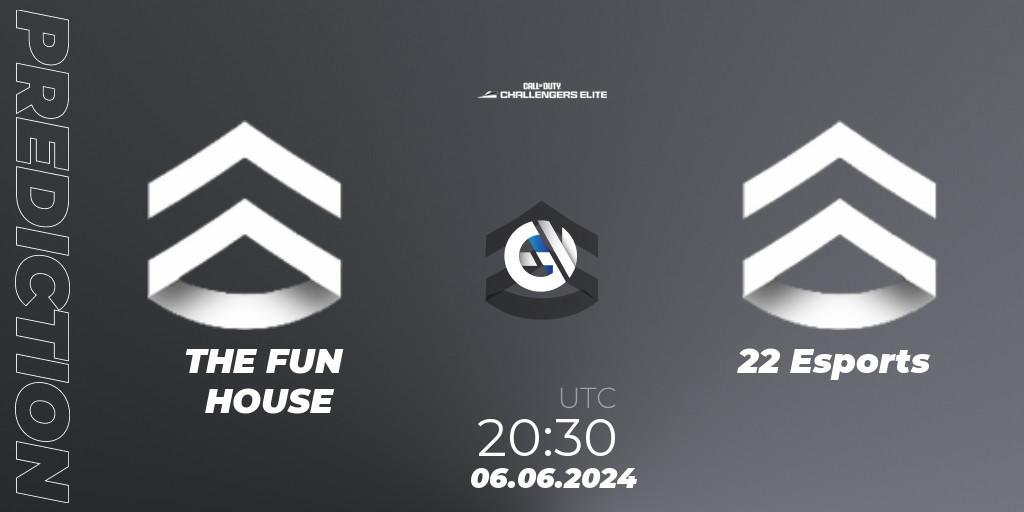 THE FUN HOUSE vs 22 Esports: Betting TIp, Match Prediction. 06.06.2024 at 19:30. Call of Duty, Call of Duty Challengers 2024 - Elite 3: EU