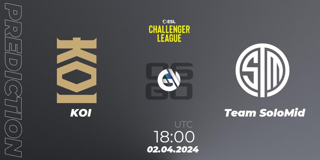 KOI vs Team SoloMid: Betting TIp, Match Prediction. 02.04.24. CS2 (CS:GO), ESL Challenger League Season 47: Europe
