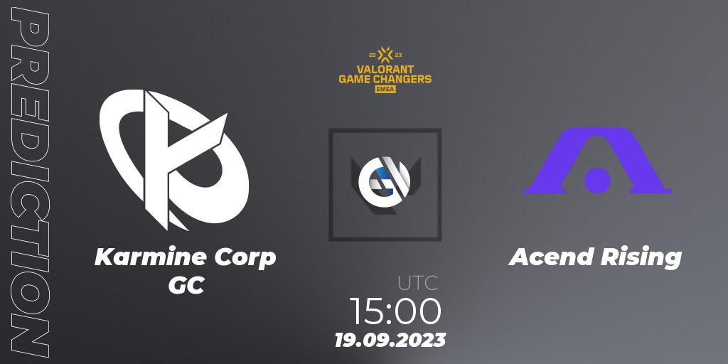 Karmine Corp GC vs Acend Rising: Betting TIp, Match Prediction. 19.09.2023 at 15:00. VALORANT, VCT 2023: Game Changers EMEA Stage 3 - Group Stage