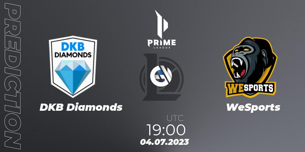 DKB Diamonds vs WeSports: Betting TIp, Match Prediction. 04.07.2023 at 19:00. LoL, Prime League 2nd Division Summer 2023