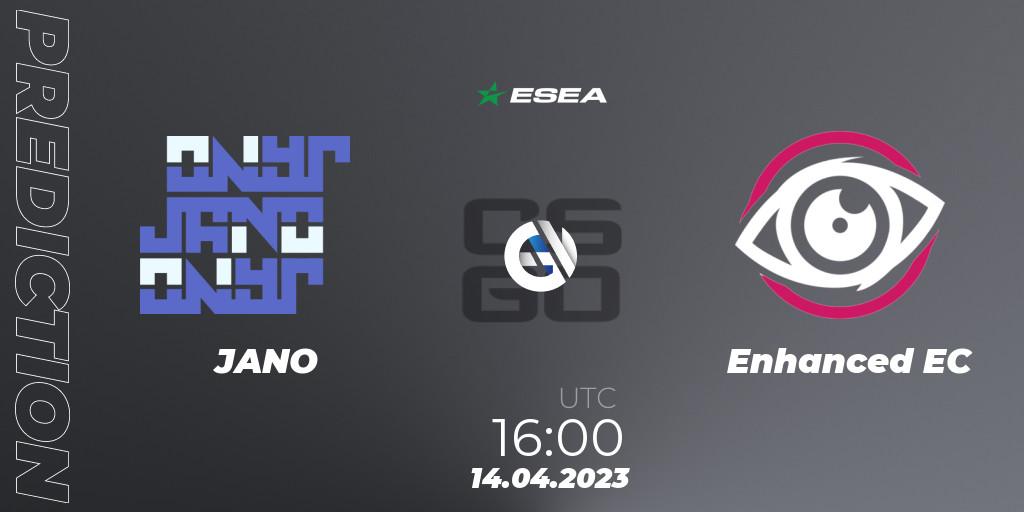 JANO vs Enhanced EC: Betting TIp, Match Prediction. 26.04.2023 at 17:00. Counter-Strike (CS2), ESEA Season 45: Advanced Division - Europe