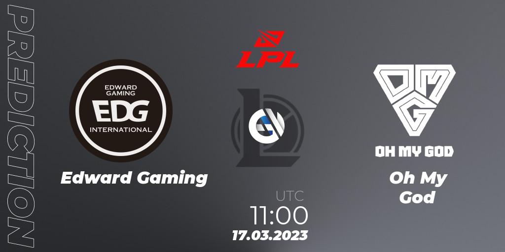 Edward Gaming vs Oh My God: Betting TIp, Match Prediction. 17.03.2023 at 11:20. LoL, LPL Spring 2023 - Group Stage