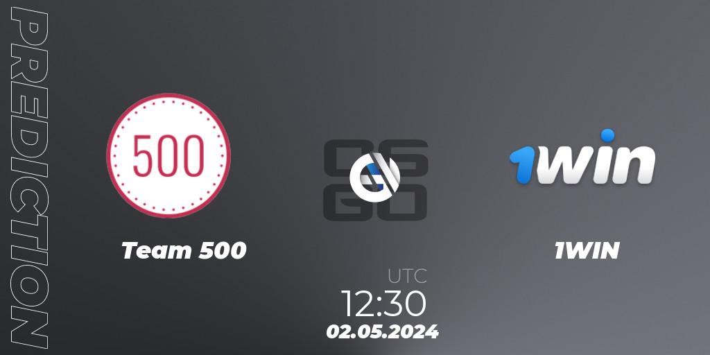 Team 500 vs 1WIN: Betting TIp, Match Prediction. 02.05.2024 at 12:30. Counter-Strike (CS2), HellCup #9