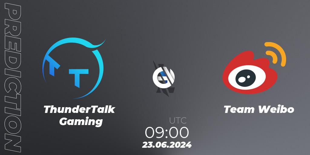 ThunderTalk Gaming vs Team Weibo: Betting TIp, Match Prediction. 23.06.2024 at 09:00. Wild Rift, Wild Rift Super League Summer 2024 - 5v5 Tournament Group Stage