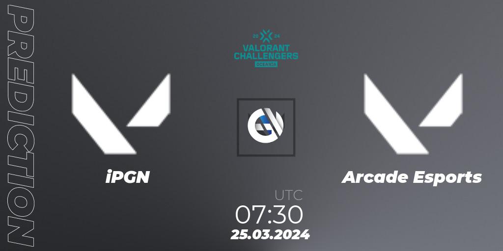 iPGN vs Arcade Esports: Betting TIp, Match Prediction. 25.03.2024 at 07:30. VALORANT, VALORANT Challengers 2024 Oceania: Split 1