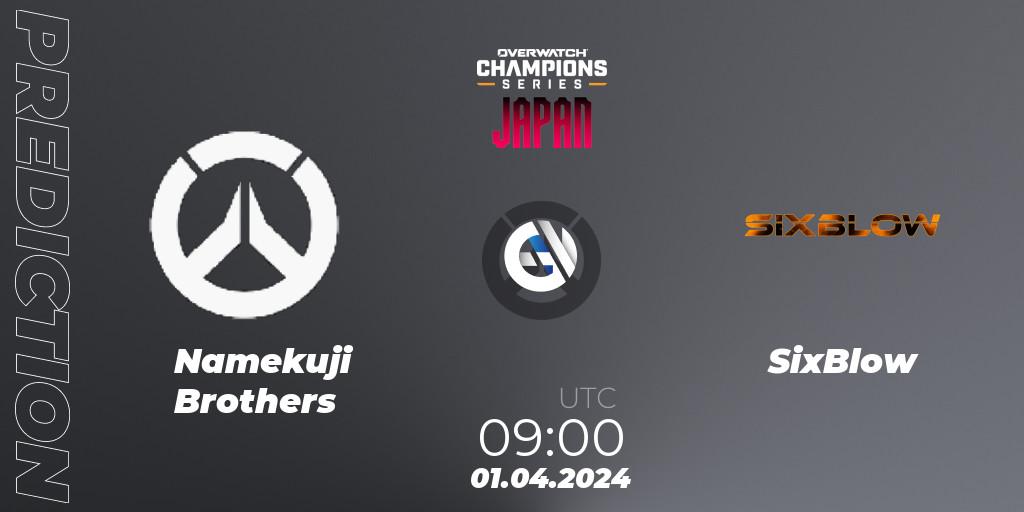 Namekuji Brothers vs SixBlow: Betting TIp, Match Prediction. 01.04.2024 at 09:00. Overwatch, Overwatch Champions Series 2024 - Stage 1 Japan