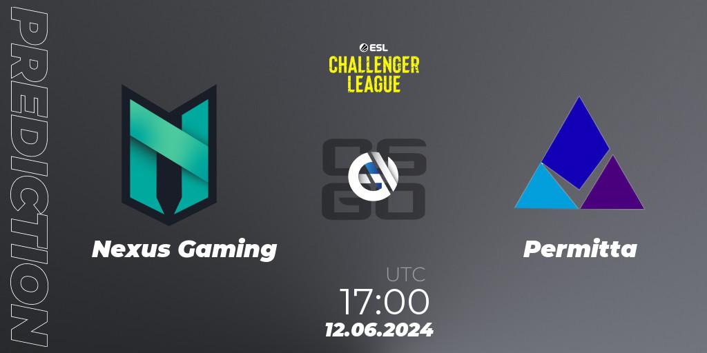 Nexus Gaming vs Permitta: Betting TIp, Match Prediction. 12.06.2024 at 17:00. Counter-Strike (CS2), ESL Challenger League Season 47 Relegation: Europe