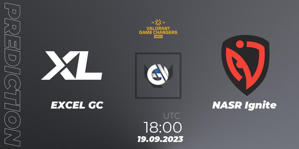 EXCEL GC vs NASR Ignite: Betting TIp, Match Prediction. 19.09.2023 at 18:00. VALORANT, VCT 2023: Game Changers EMEA Stage 3 - Group Stage
