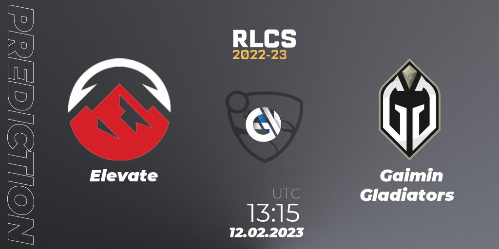 Elevate vs Gaimin Gladiators: Betting TIp, Match Prediction. 12.02.2023 at 13:15. Rocket League, RLCS 2022-23 - Winter: Asia-Pacific Regional 2 - Winter Cup