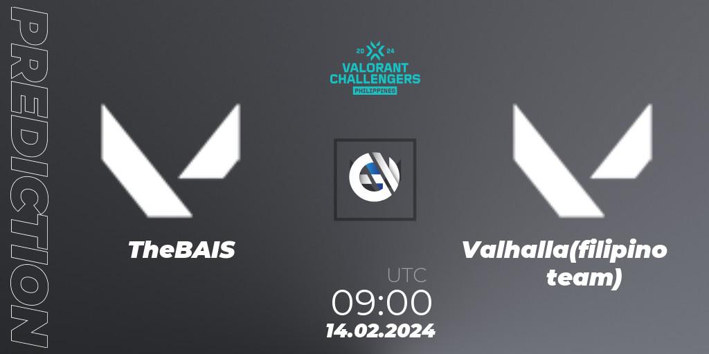 TheBAIS vs Valhalla(filipino team): Betting TIp, Match Prediction. 14.02.2024 at 09:00. VALORANT, VALORANT Challengers 2024 Philippines: Split 1