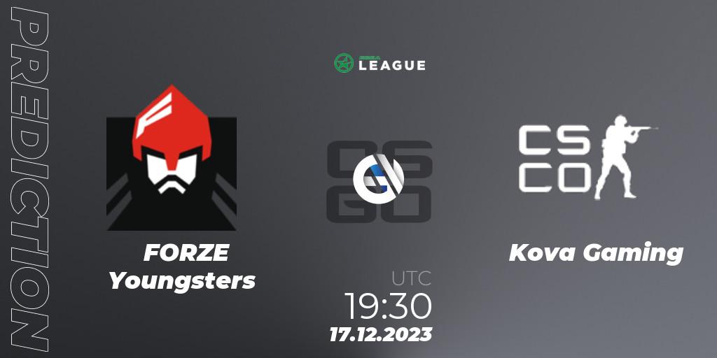 FORZE Youngsters vs Kova Gaming: Betting TIp, Match Prediction. 17.12.2023 at 19:30. Counter-Strike (CS2), ESEA Season 47: Intermediate Division - Europe