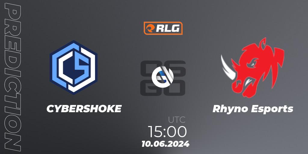 CYBERSHOKE vs Rhyno Esports: Betting TIp, Match Prediction. 10.06.2024 at 15:00. Counter-Strike (CS2), RES European Series #5
