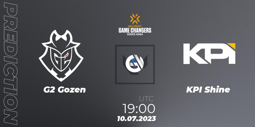 G2 Gozen vs KPI Shine: Betting TIp, Match Prediction. 10.07.2023 at 19:10. VALORANT, VCT 2023: Game Changers EMEA Series 2 - Group Stage