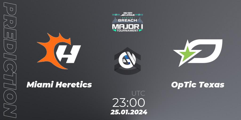Miami Heretics vs OpTic Texas: Betting TIp, Match Prediction. 25.01.2024 at 23:15. Call of Duty, Call of Duty League 2024: Stage 1 Major