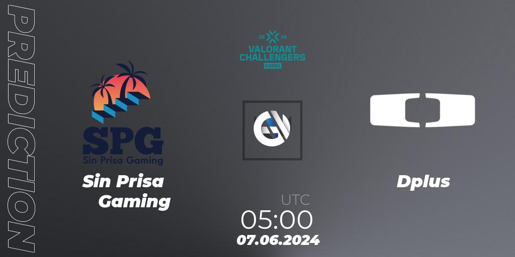Sin Prisa Gaming vs Dplus: Betting TIp, Match Prediction. 07.06.2024 at 05:00. VALORANT, VALORANT Challengers 2024 Korea: Split 2