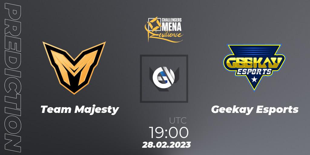 Team Majesty vs Geekay Esports: Betting TIp, Match Prediction. 28.02.2023 at 18:00. VALORANT, VALORANT Challengers 2023 MENA: Resilience Split 1 - Levant and North Africa