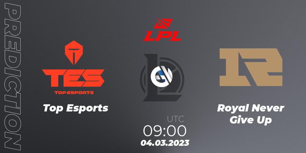Top Esports vs Royal Never Give Up: Betting TIp, Match Prediction. 04.03.23. LoL, LPL Spring 2023 - Group Stage