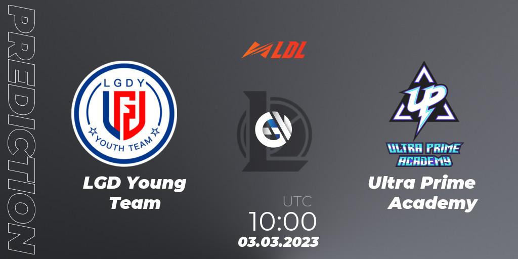 LGD Young Team vs Ultra Prime Academy: Betting TIp, Match Prediction. 03.03.2023 at 10:20. LoL, LDL 2023 - Regular Season