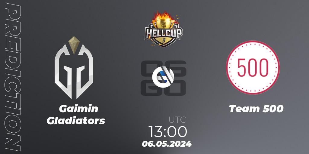 Gaimin Gladiators vs Team 500: Betting TIp, Match Prediction. 06.05.2024 at 13:05. Counter-Strike (CS2), HellCup #9